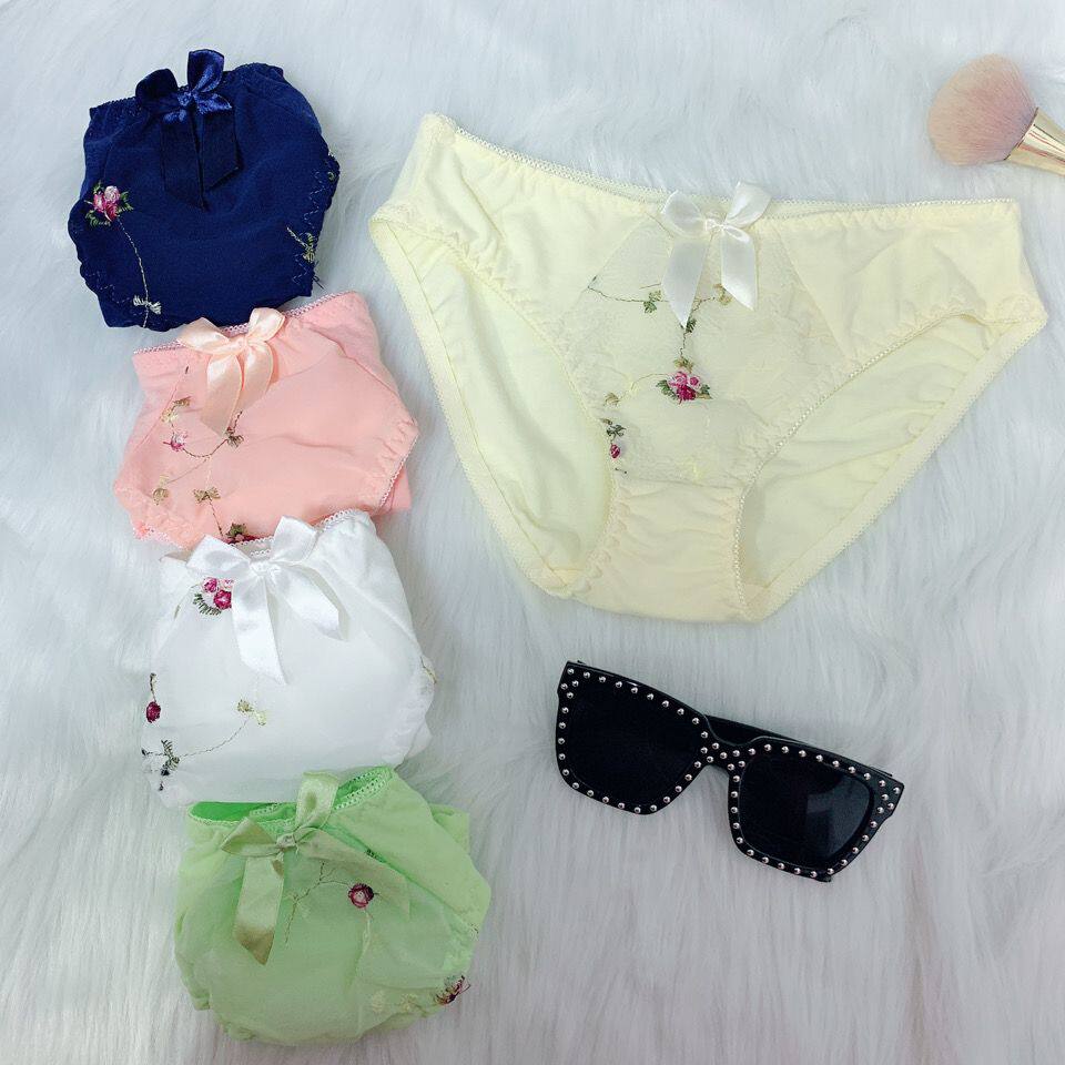 内裤女性感绣花蕾丝中低腰少女士纯棉裆抗菌薄款透明三角裤头透气