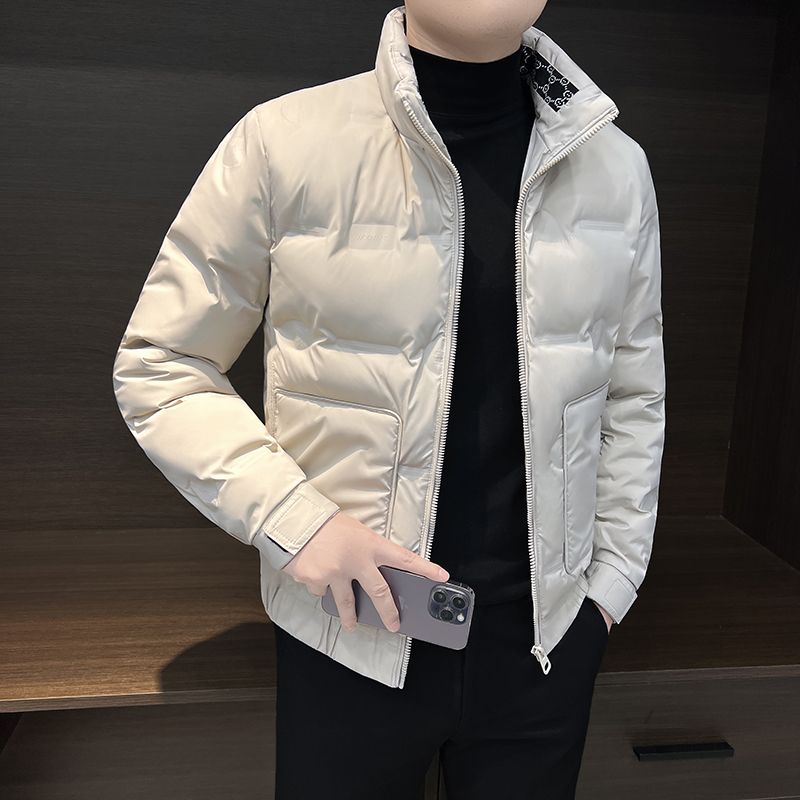 立领羽绒服男冬季加厚2024新款冬装上衣短款高级感大口袋工装外套