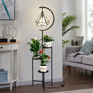 复古风led落地灯家用客厅卧室阳台茶几置物架vintage风铁艺立式 灯