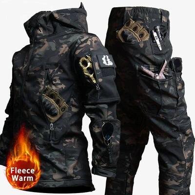 Winter Tactical Sets Men Outdoor Work Fleece Jacket