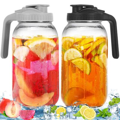 2 Pack Glass Pitchers with Lid 64 oz Sun Tea Pitcher Half