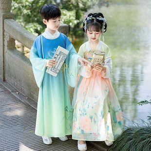 汉服男童2025新款中国古风唐装女童古装公主儿童国学连衣裙