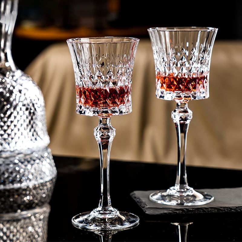 欧式复古浮雕红酒杯无铅水晶玻璃香槟杯法式轻奢高脚葡萄酒杯