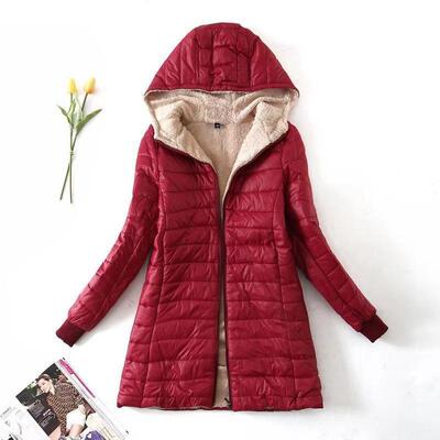 Zipper fluffy hooded jacket autumn and winter casual warm