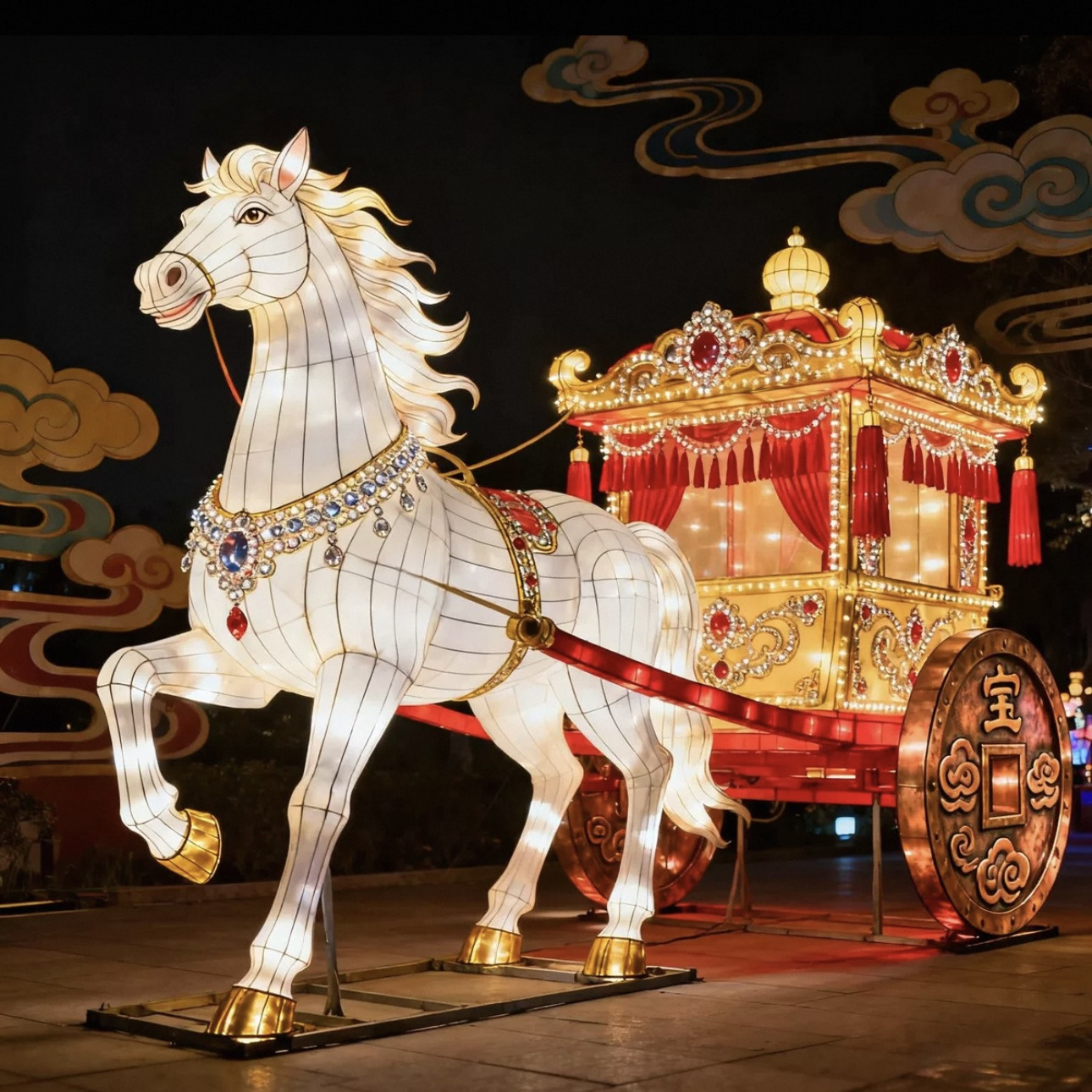 2026马年春节元旦大型花灯户外景区灯会马到成功造型彩灯装饰摆件