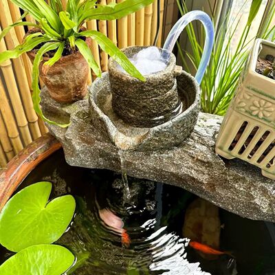 缸盆养鱼流水摆件招财流水摆件客厅水循环-小石磨水培庭院茶古法