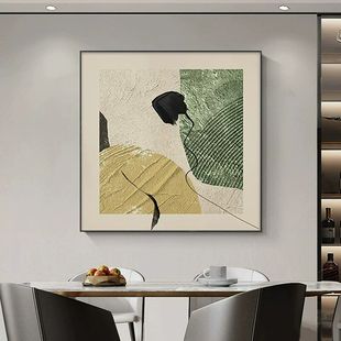 大芬村手绘油画正方形抽象客厅装饰画轻奢高级感餐厅挂画床头壁画