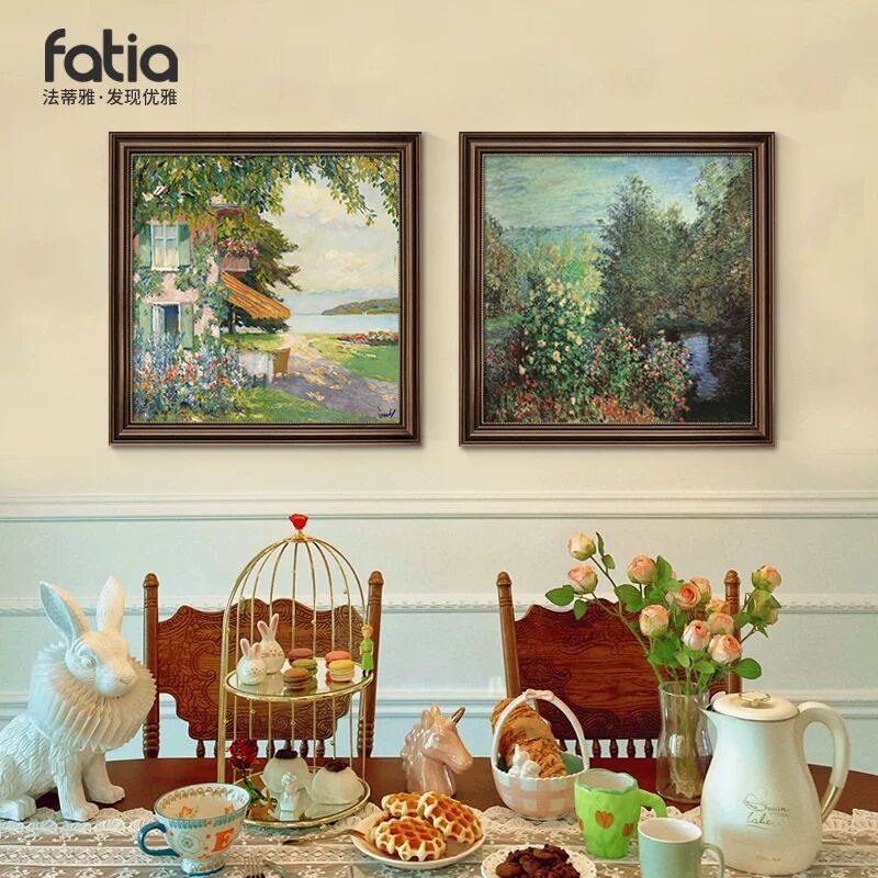 美式餐厅装饰画饭厅挂画复古莫奈油画卧室壁画世界名画欧式风景画,家居饰品,现代装饰画,淘宝优惠券,粉丝福利购,淘宝优惠卷