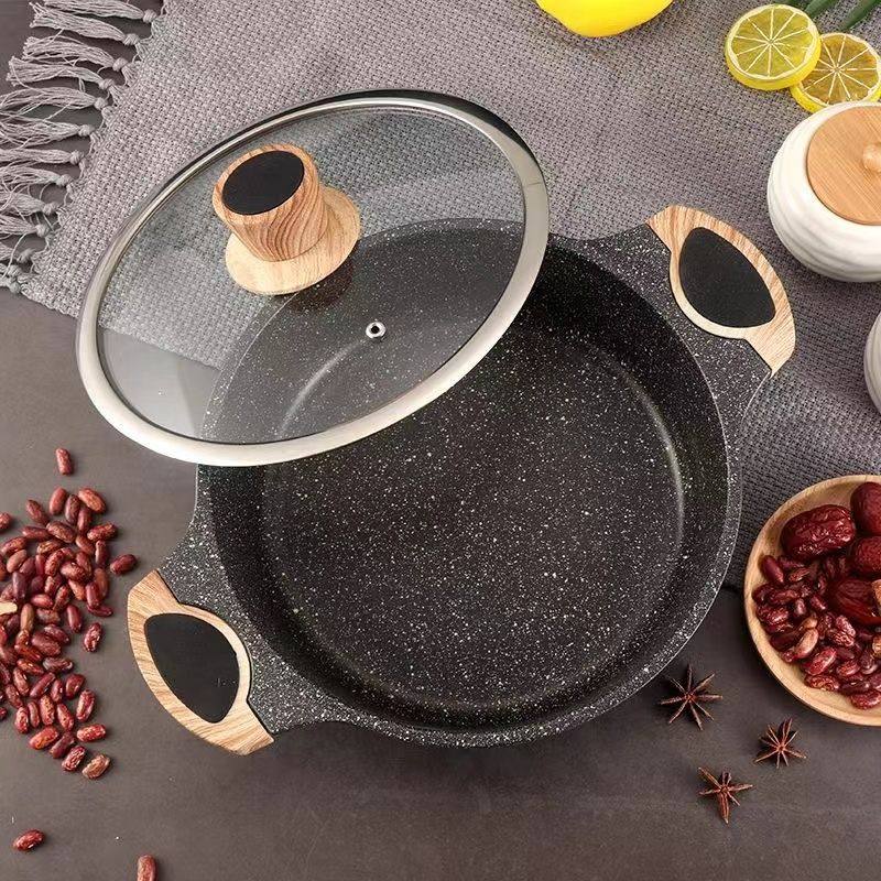 韩国麦饭石火锅锅家用不粘汤锅双耳铝锅蒸锅焖锅电磁炉火锅专用锅,厨房电器,商用汤锅/汤桶/煮面桶,淘宝优惠券,粉丝福利购,淘宝优惠卷