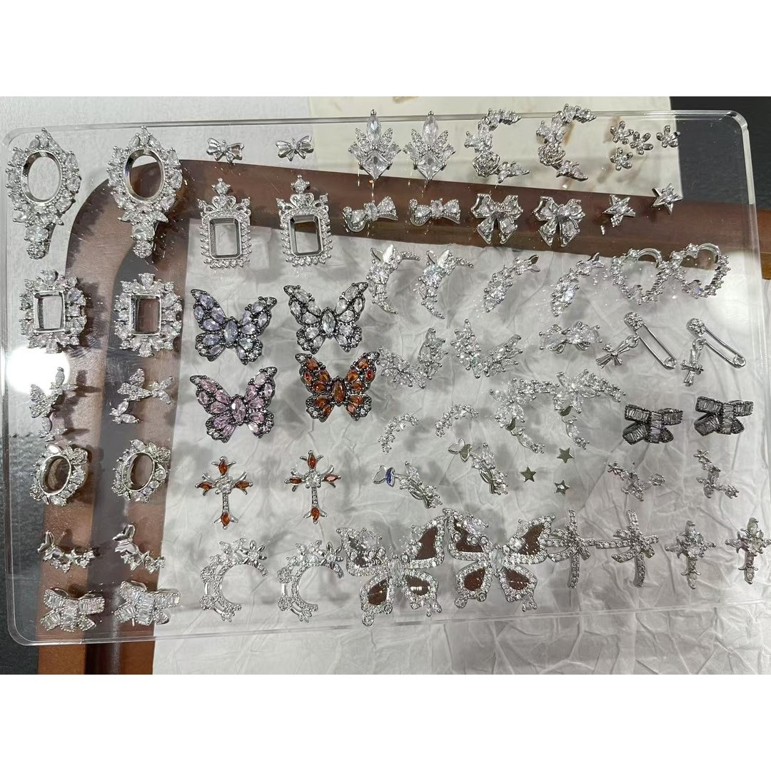 飞莎 101-150铜镶锆高品保色美甲饰品流行精致可爱超闪蝴蝶结锆石