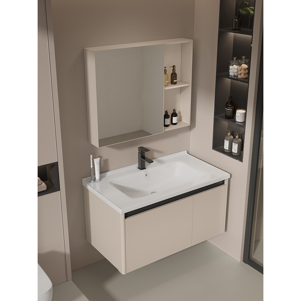 太空铝浴室柜40宽卫浴柜洗漱台一体陶瓷洗脸盆卫生间洗手盆柜组合