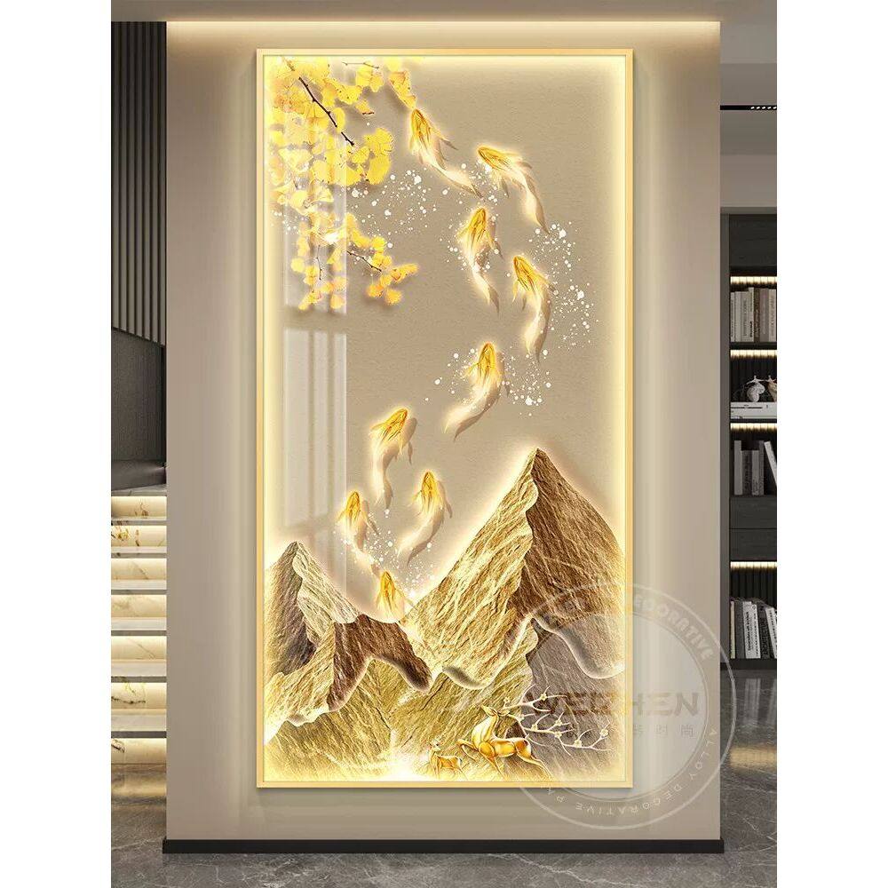 九鱼图LED玄关挂画轻奢现代风装饰画 加厚铝合金边框智能灯壁画,家居饰品,现代装饰画,淘宝优惠券,粉丝福利购,淘宝优惠卷