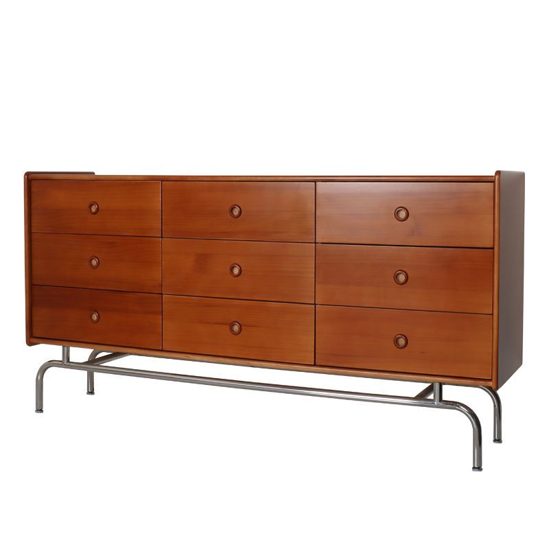 法式复古实木九斗柜客厅靠墙中古风边柜五斗收纳柜卧室六斗柜储物