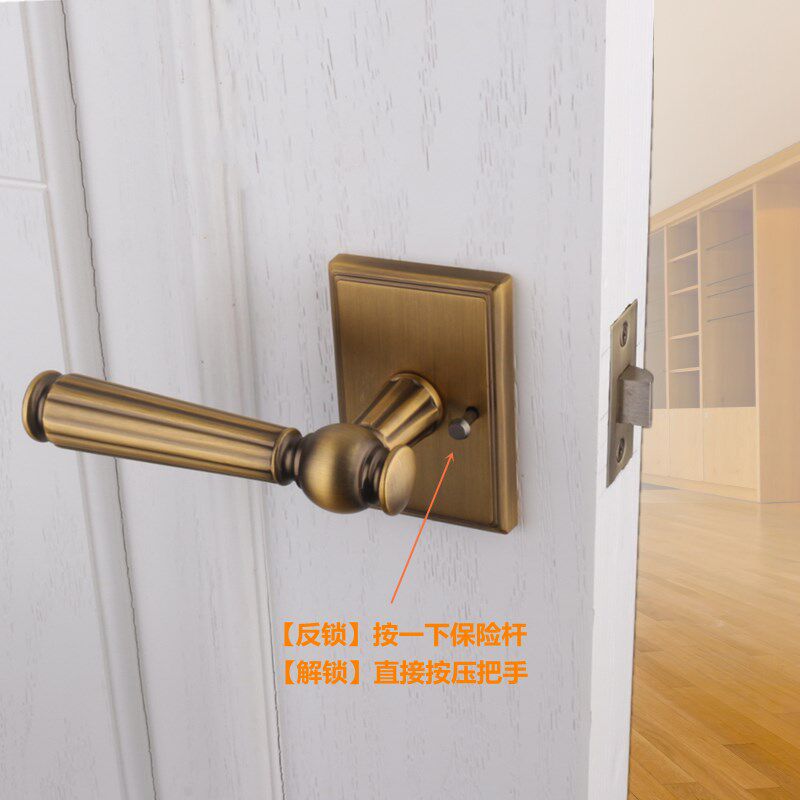 依佰利法式金色房门锁轻奢室内浴室锁卫生间复古奶油风球形执手锁