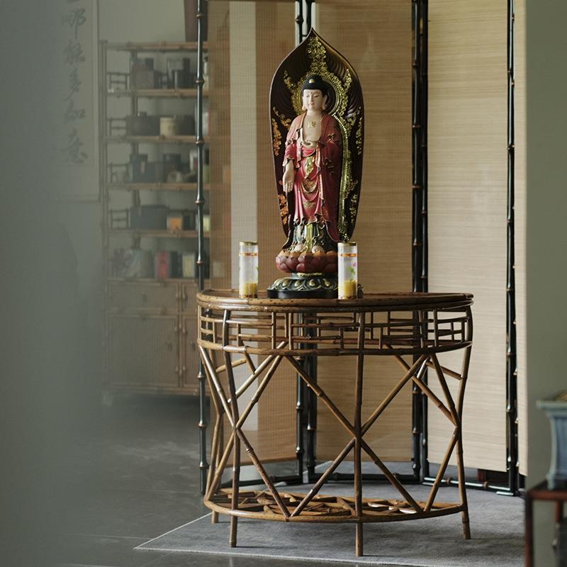 诧寂风梅鹿竹半月台室内半圆玄关桌明式花几落地客厅古典