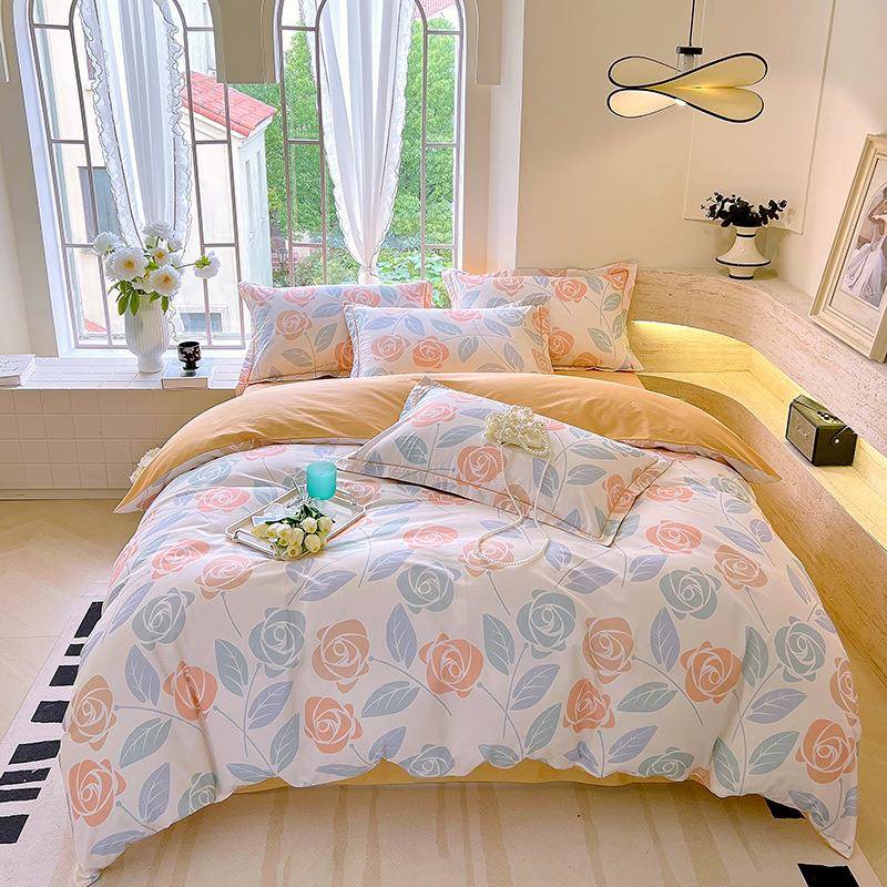 小清新印花斜纹纯棉四件套床单被套全棉床上用品三件套南通家纺