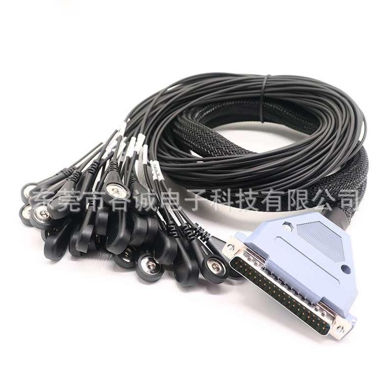 组装式DB37PIN公头对3.5/4.0电极母扣*4理疗线  一对多ECG理疗线