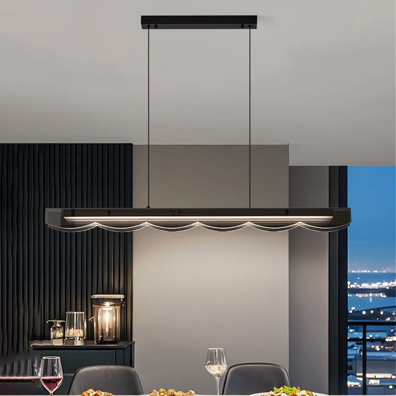 2025年新款创意玻璃波浪高端餐厅吊灯家装长条餐桌灯中山灯具大全
