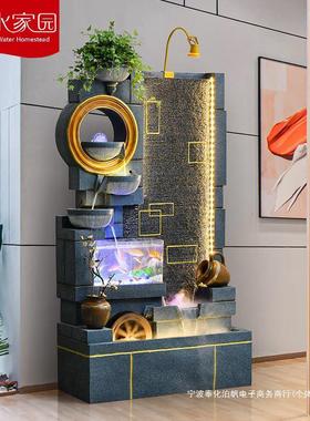 欧式流水墙水幕墙屏风隔断装饰品大型室内加湿器景观落地流水摆件