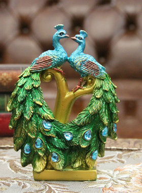 创意小礼物家居饰品泰国工艺品小孔雀开屏摆件客厅酒柜装饰品摆设