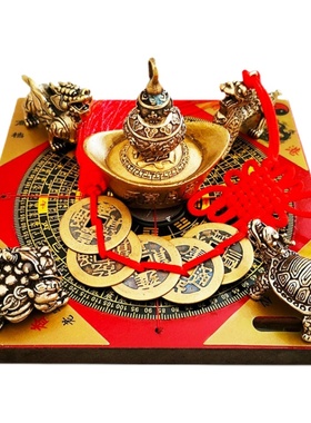 迷你聚财阵聚宝盆招财金蟾貔貅龙龟麒麟玄关门店公司桌面汽车摆件