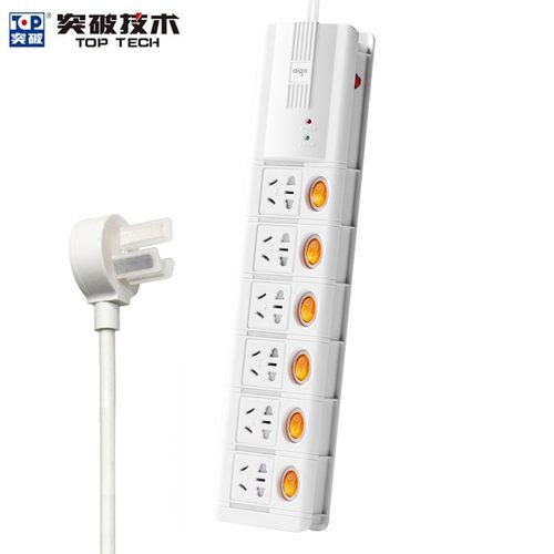 突破(TOP) 防雷抗浪涌插排插线板 4/5/6位独立开关滤波过载保护