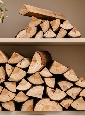 木柴壁炉装饰木头原木风摆件乔迁柴火拍摄道具民宿咖啡馆场景布置