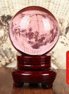 绿色水晶球摆件绿水晶玻璃透明圆球玄关办公室乔迁新居家居装饰品