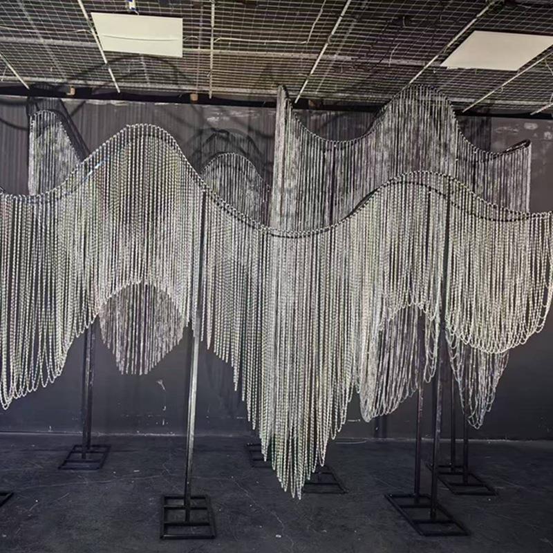 婚庆成品亚克力珠帘波浪挂件婚礼堂吊顶装饰舞台背景永恒之恋路引