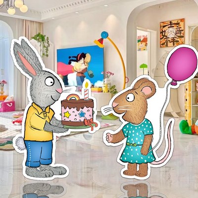 波西和皮普主题男女孩周岁生日布置场景布置装饰kt板定制氛围道具