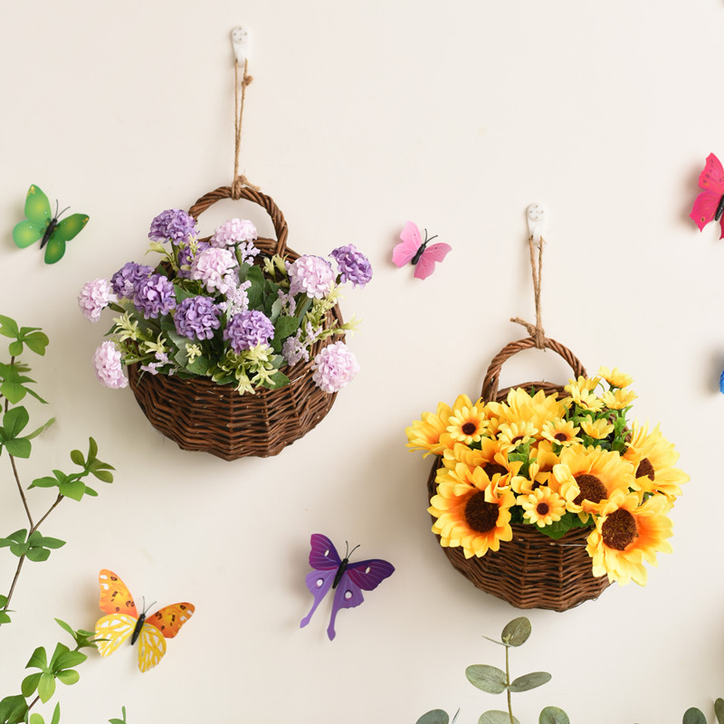 田园墙上装饰花篮挂件客厅阳台墙面壁挂花器卧室餐厅创意植物花盆