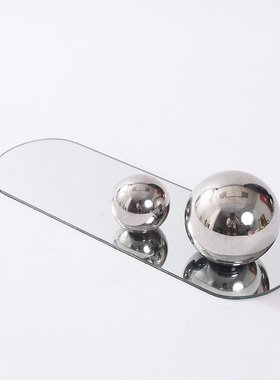 北欧镜面玻e璃托盘现代简约工艺品客厅茶几创意收纳样板房轻奢摆