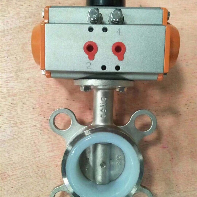 304不锈钢对夹g式气动蝶阀D671X D671F-16P软密封气动蝶阀AT执行