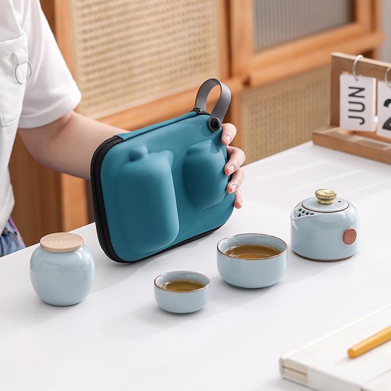 便携旅行茶具套装功夫快客杯两人一壶二杯家用户外旅游出差套装