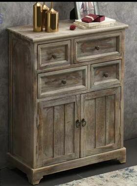 【3882人收藏】地中海n做旧实木复古柜子四斗双门nn双门储物柜7TA