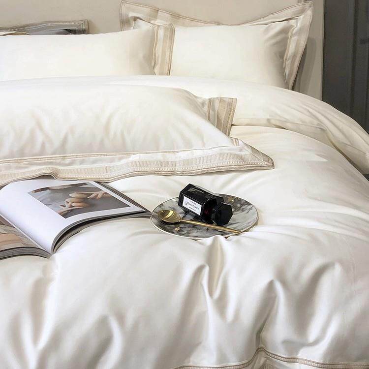 轻奢风全棉140支双股匹马棉四件套 简约夏季纯棉被套裸睡床品床单