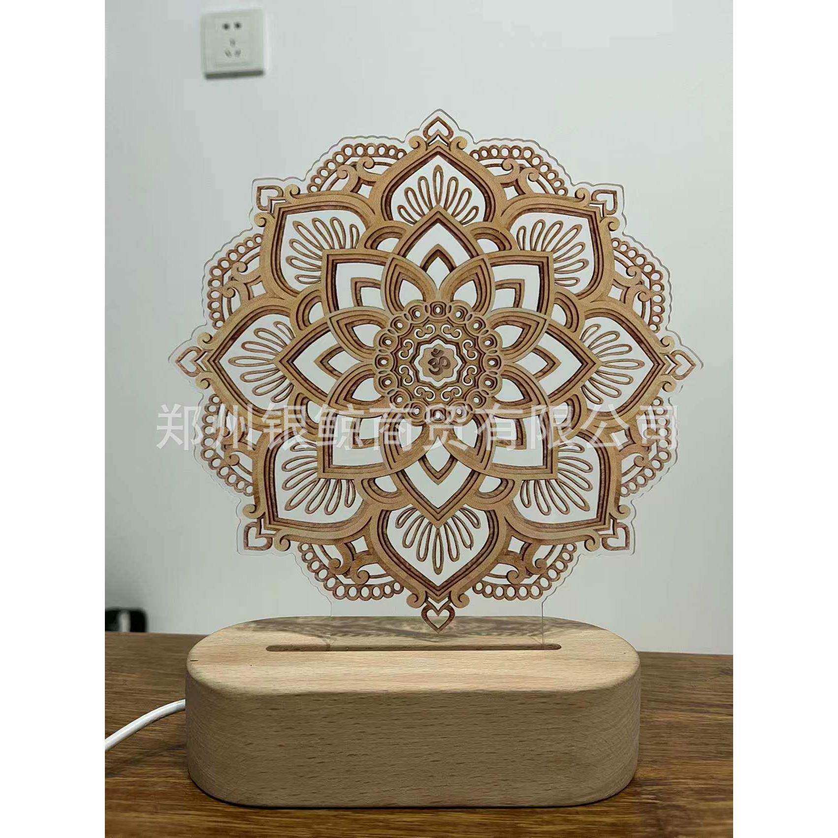 Mandala Yoga Room Night Light LED 七彩曼陀罗花装饰摆件