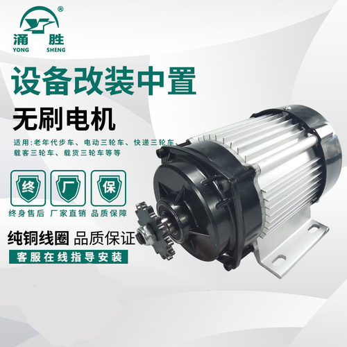 电动三四轮车电机48v60草人力装改车中置直流无刷电动机割V机马达