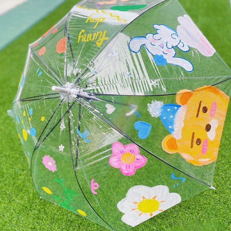热销高端手工diy材料包绘画透明雨伞幼儿园画画创意手工涂鸦跨境