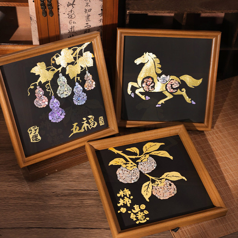 热销螺钿金箔相框画diy材料包母亲节手工创意装饰摆件团建活跨境