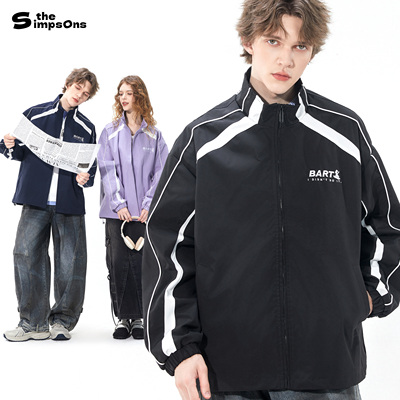 辛普森一家潮流春季撞色立领夹克