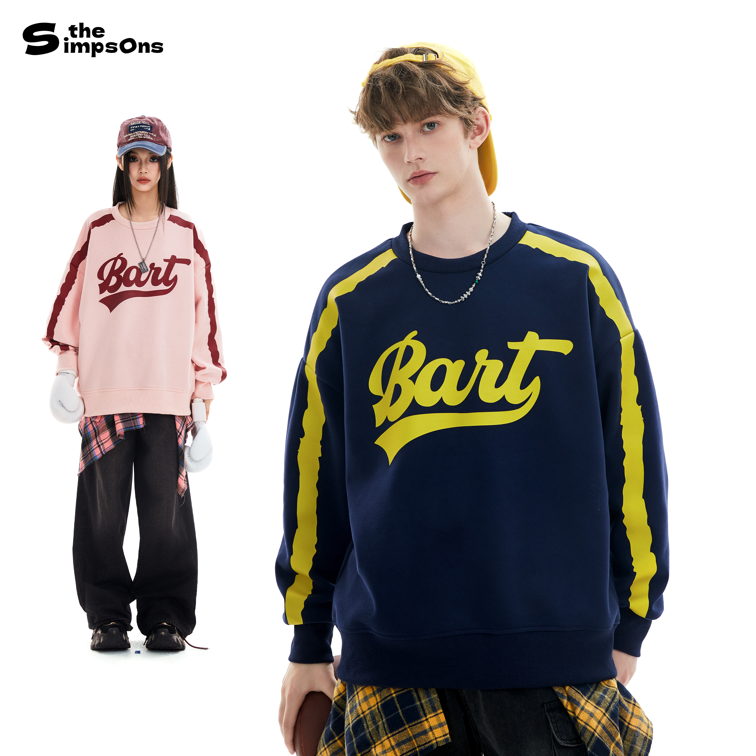辛普森一家美式复古撞色卫衣
