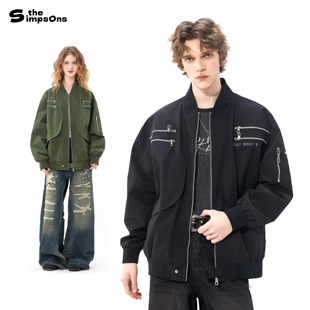 【苏醒同款】辛普森一家复古美式多拉链装饰外套潮流休闲男女上衣