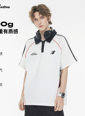 辛普森一家男生短袖polo衫夏季新款青少年翻领撞色条纹情侣T恤女