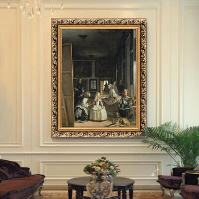 委拉斯凯兹宫娥镜前的维纳斯装饰画复古欧式古典宫廷人物油画挂画