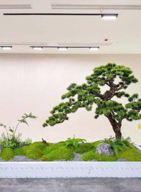 仿真黑松假树罗汉松新中式室内造景绿植景观橱窗楼梯造景迎客松
