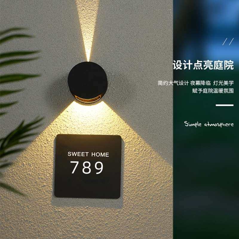 户外防水壁灯现代简约入户灯别墅庭院阳台LED门牌灯照明灯具长条