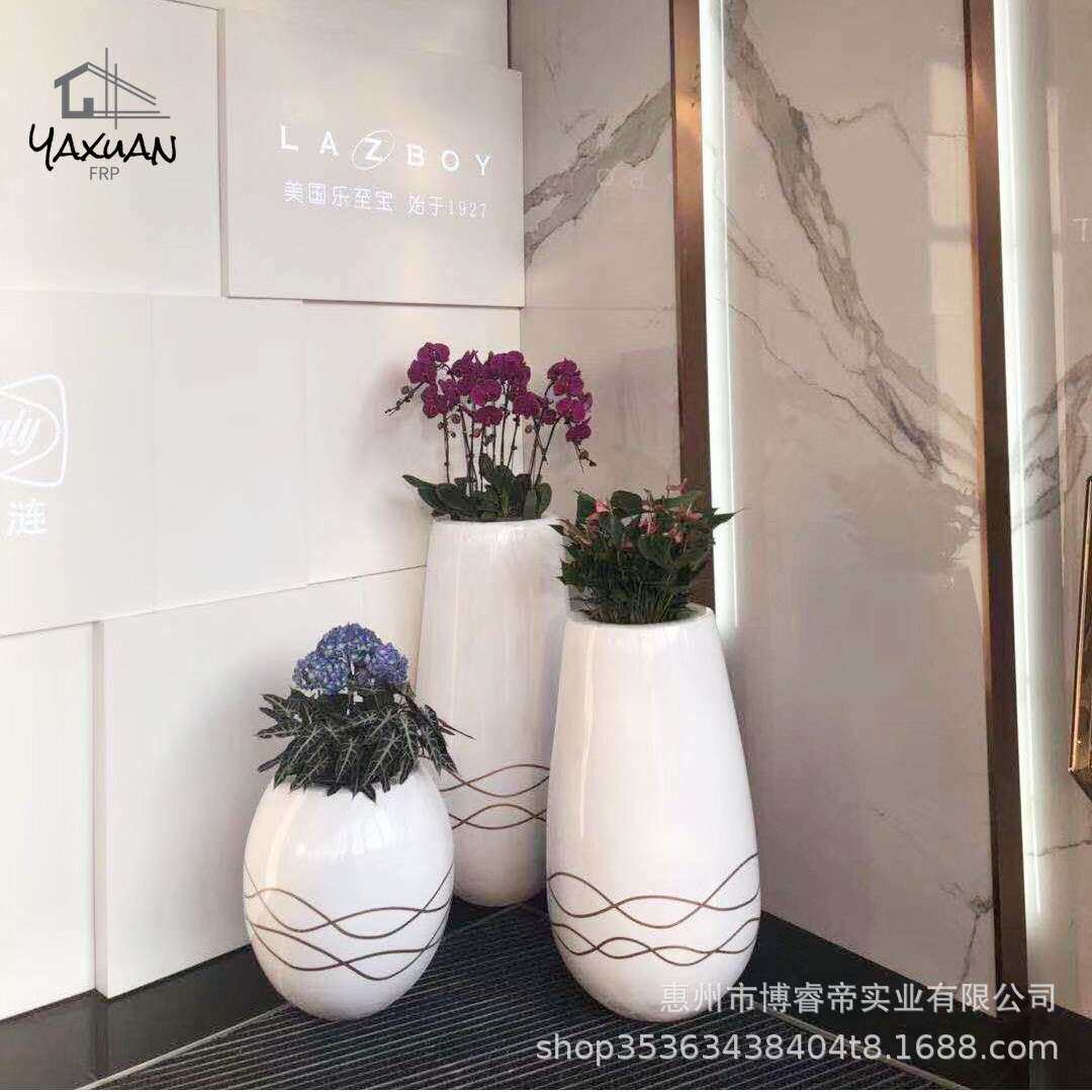 商场玻璃钢花盆户外落地花钵酒店装饰花盆组合园林景观种植大花瓶