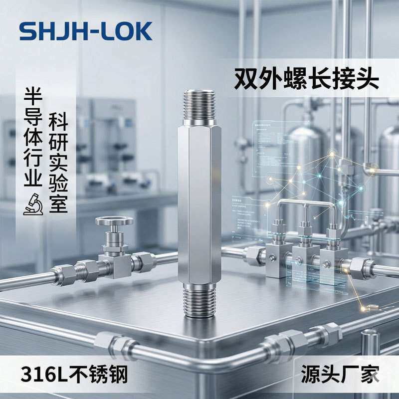 替换世伟洛克六角对丝接头仪表管加长型双外丝SS-8-HLN-2.50 316L