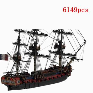 1小颗粒拼装积木MOC-144875法国28门炮护卫舰船模型玩具高难度